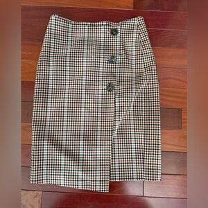 Ann Taylor Checkered Skirt with Button Detail